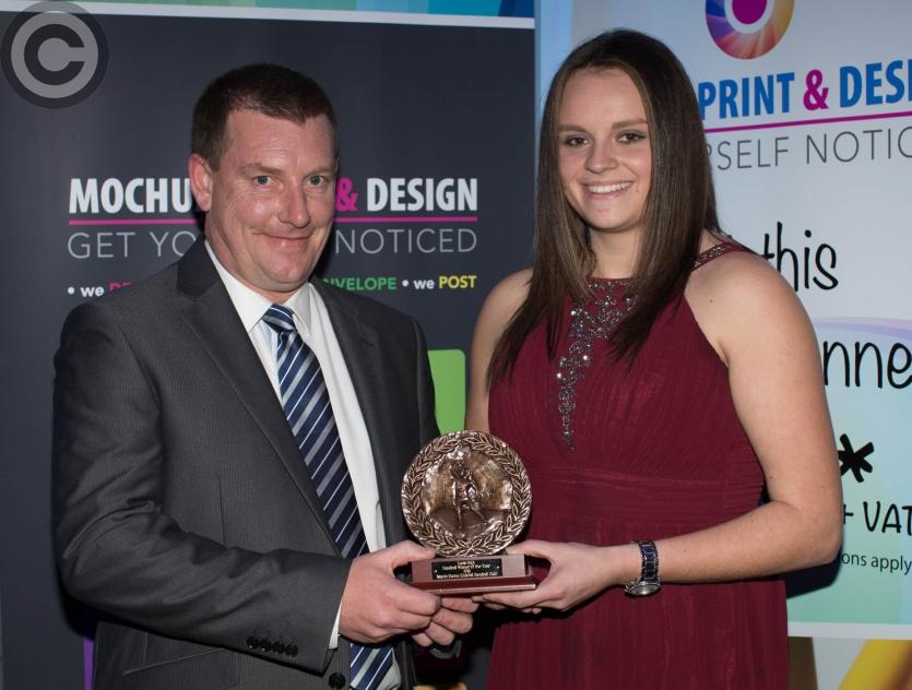Handball Player of the Year Niamh Dunne is presented with her award by Tom Clear. Picture: Alf Harvey/HRPhoto.ie