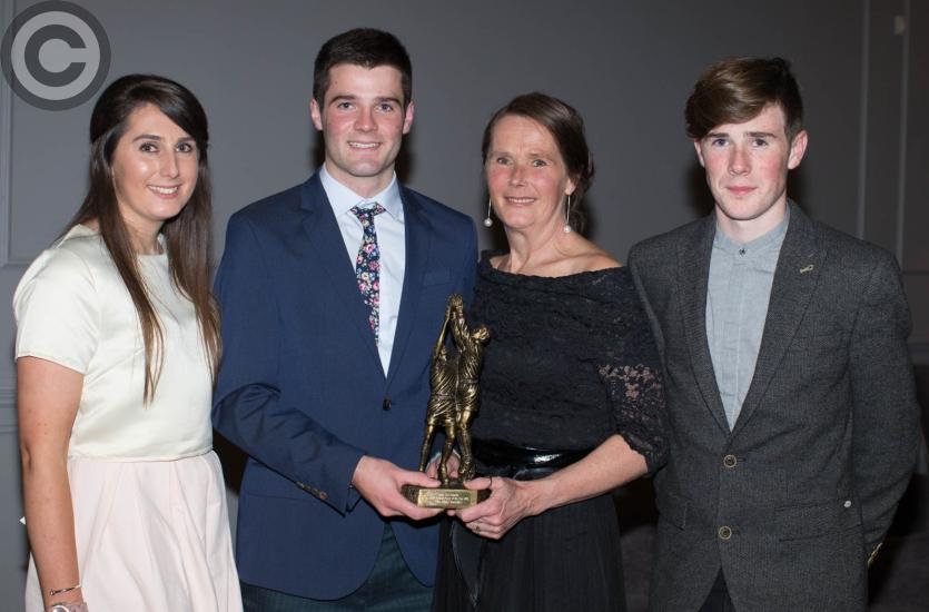 Junior Footballer of the Year Cillian Calally with Caoimhe Callally, Caitriona Ryan and Donnagh Calally. Picture: Alf Harvey/HRPhoto.ie