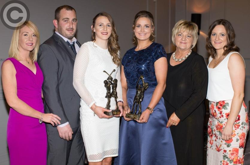 Alison McEvoy (Camogie) and Jenny McEvoy (Ladies Football) celebrate with Louise, Niall, Anna May and Emma McEvoy. Picture: Alf Harvey/HRPhoto.ie