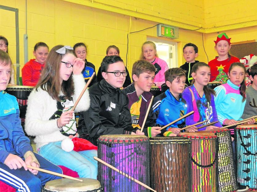 African drumming at Scoil Mhuire Abbeyleix Christmas concert
