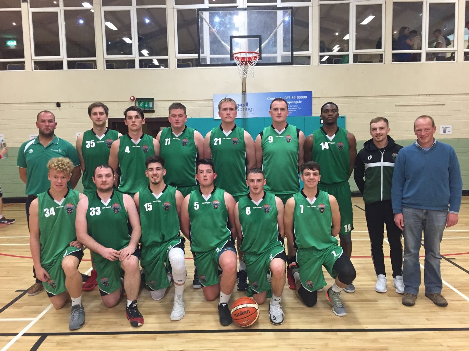 The Portlaoise Panthers team with game sponsor Jim Hughes from Hughes Pharmacy.