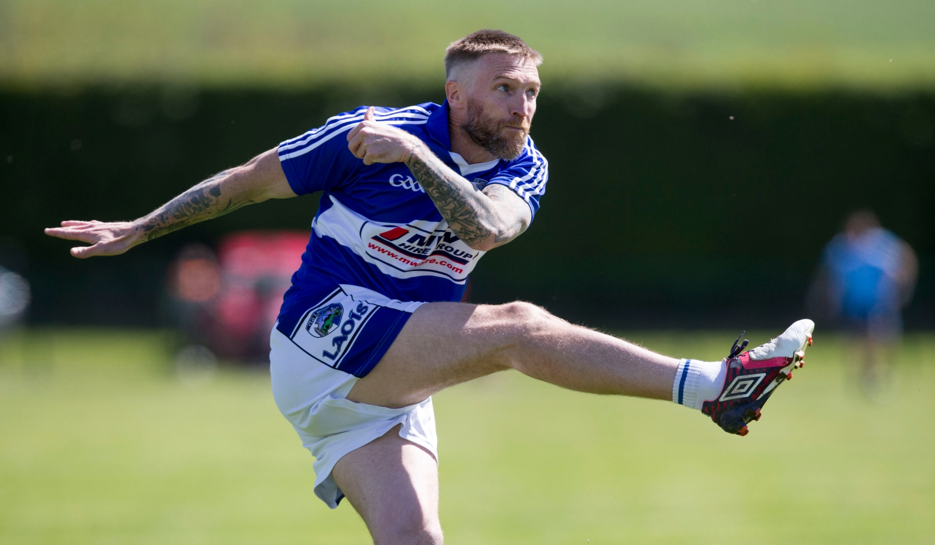 Colm Parkinson scores for Laois against Dublin in the All Ireland Masters Football Championship at Stradbally. Picture: Alf Harvey.